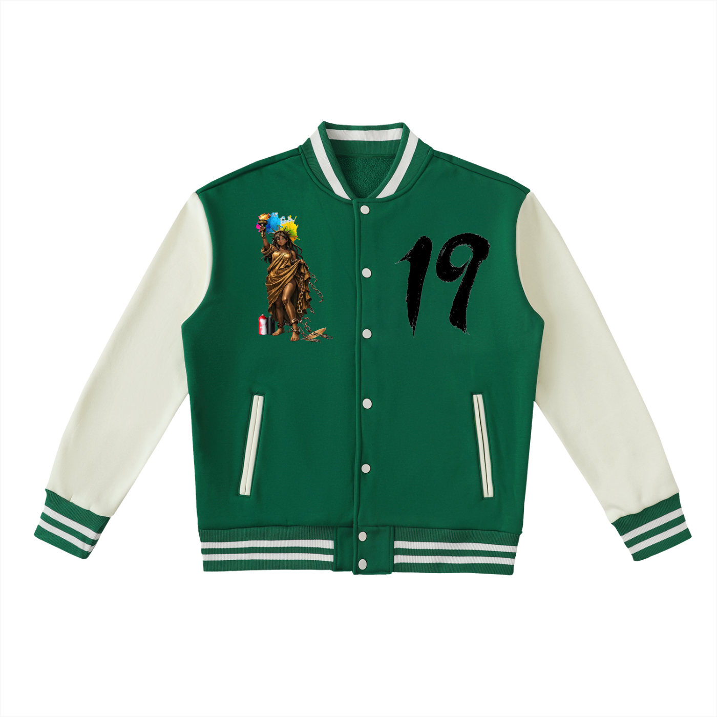 Two-Tone Fleeced Varsity Jacket