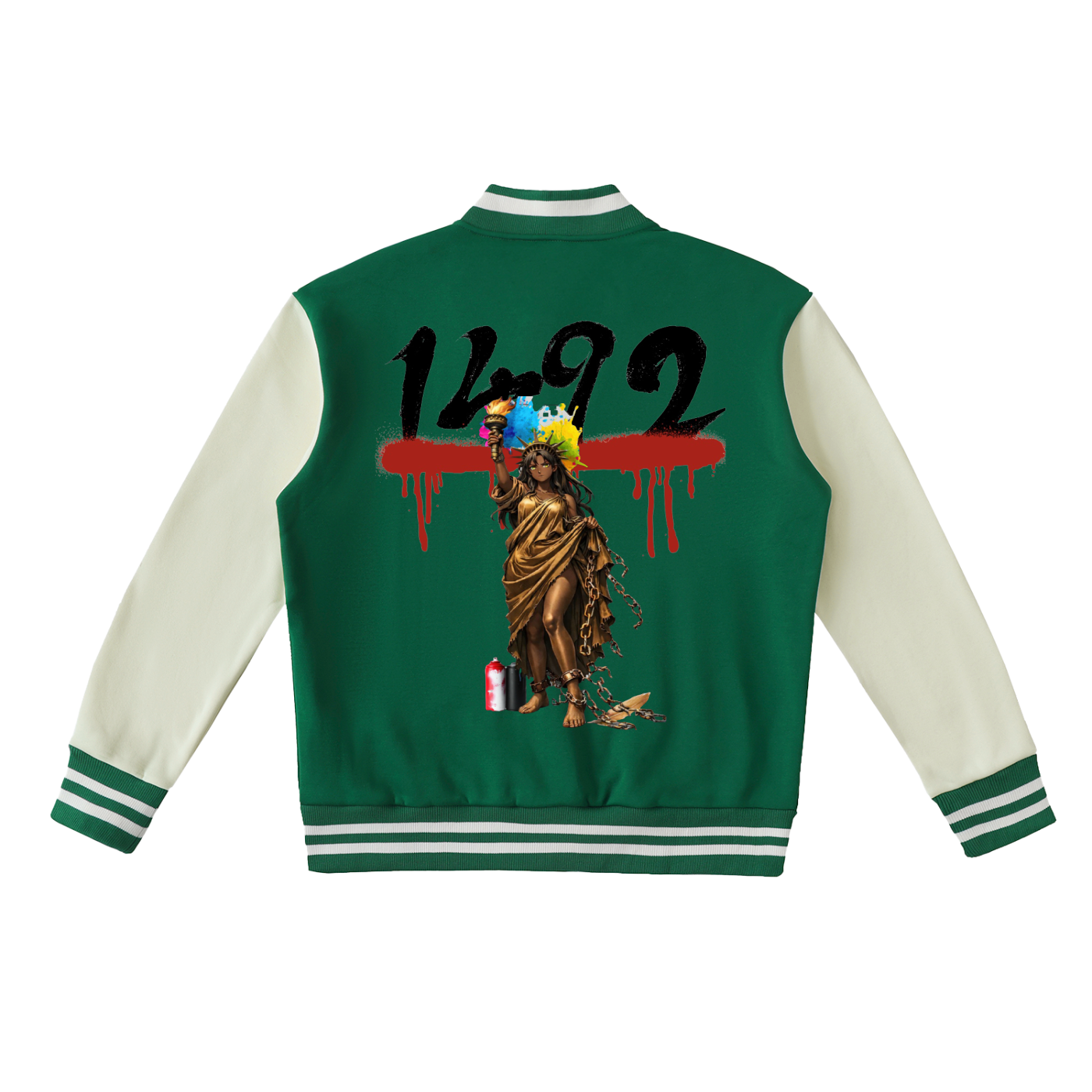 Two-Tone Fleeced Varsity Jacket