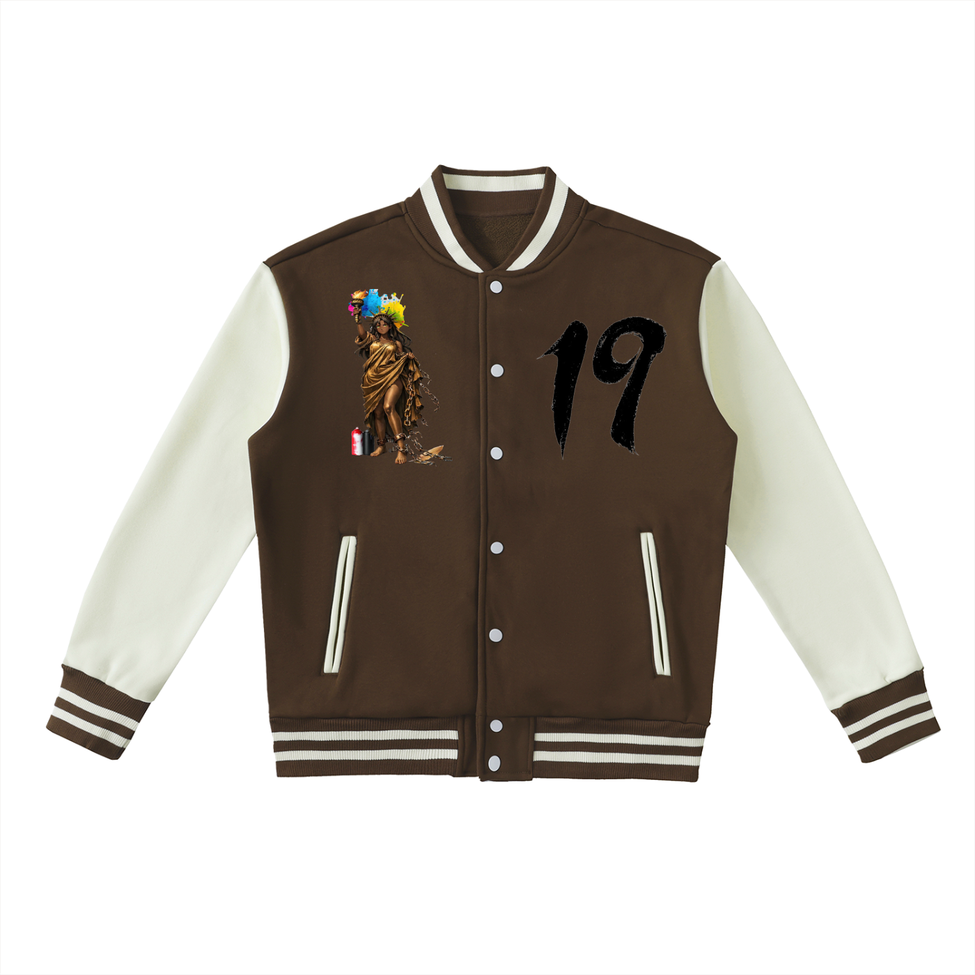 Two-Tone Fleeced Varsity Jacket