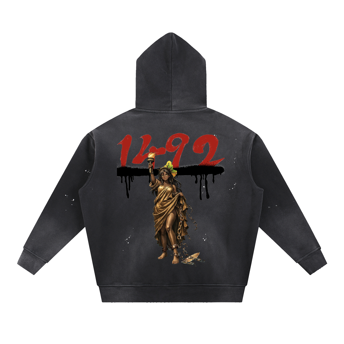 Vintage Washed Frayed Fleece Hoodie