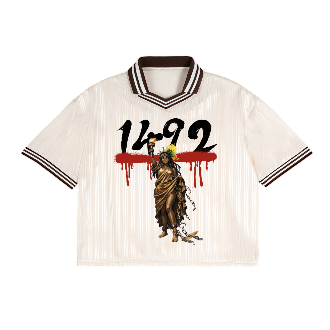 Contrast Stripes Polo Collar T-Shirt