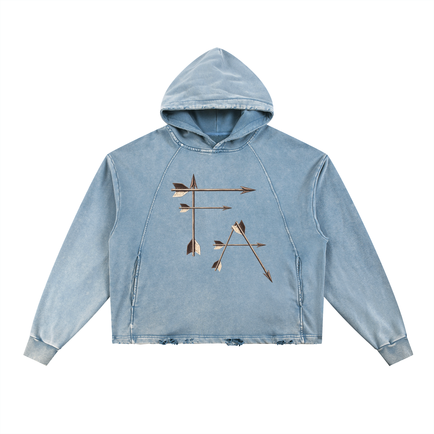 Vintage Washed Frayed-Hem Hoodie